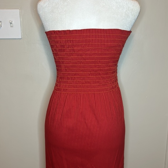 La Ligne Meredith Smocked Bodice Strapless Striped Midi Dress Size Large - Picture 8 of 11